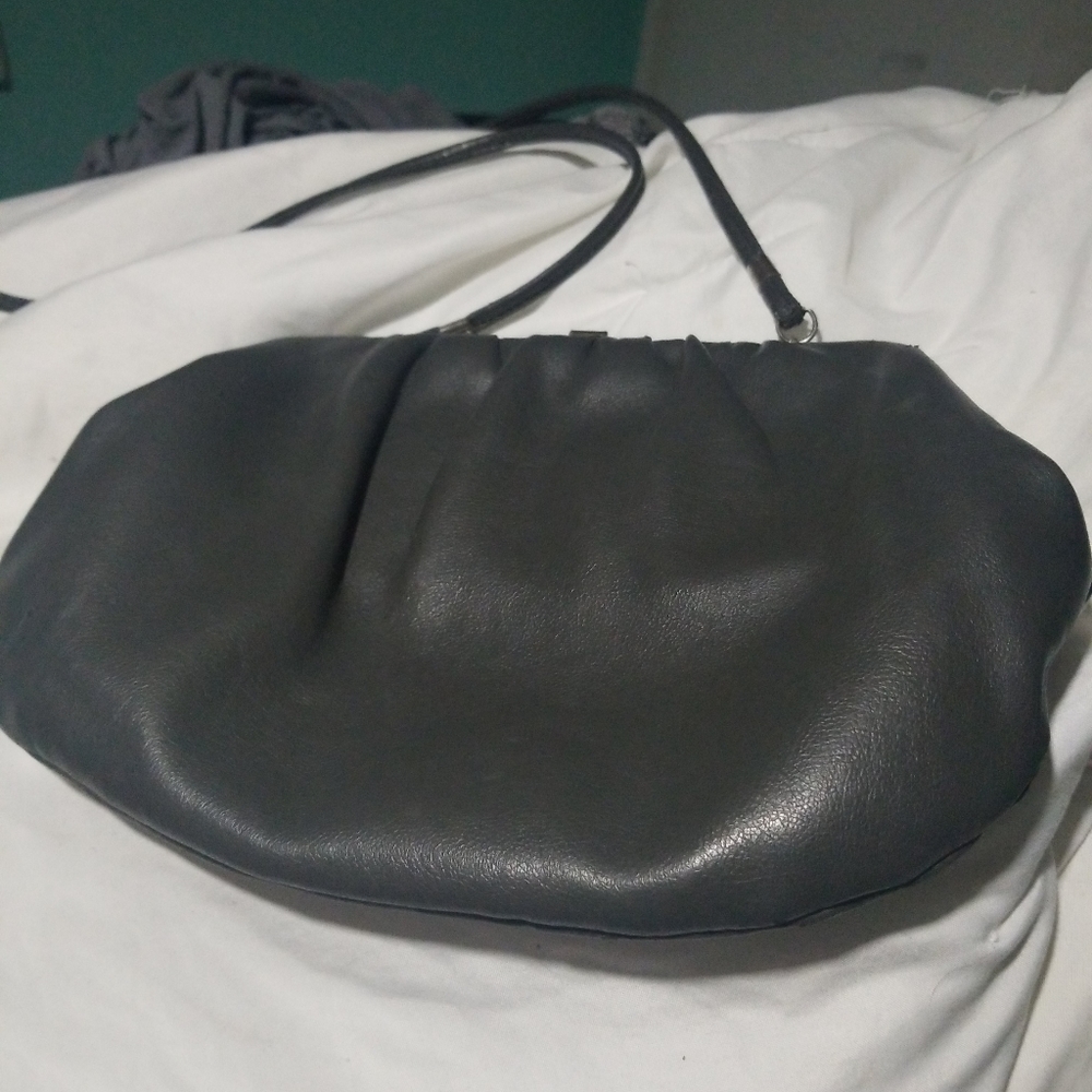 Gray latch purse